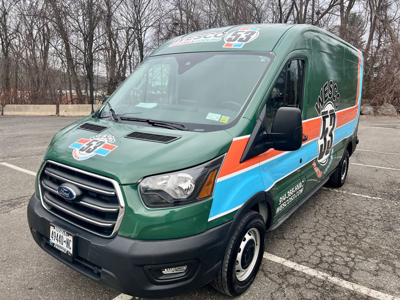 Wesco 53 HVAC repair service van parked in a lot ready for a residential service call